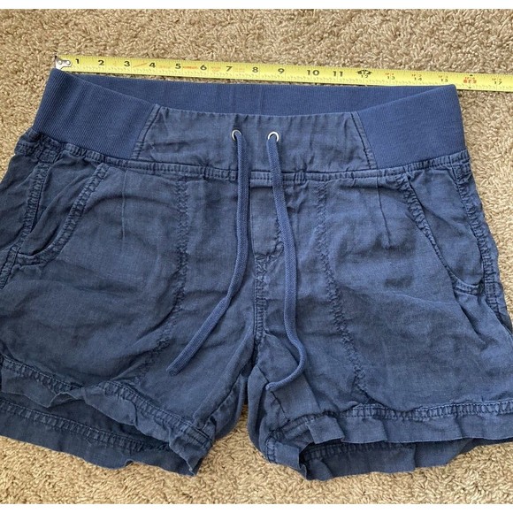 Athleta Women's 100% Linen Shorts Navy Blue 4" inseam Size 10 - Picture 6 of 11